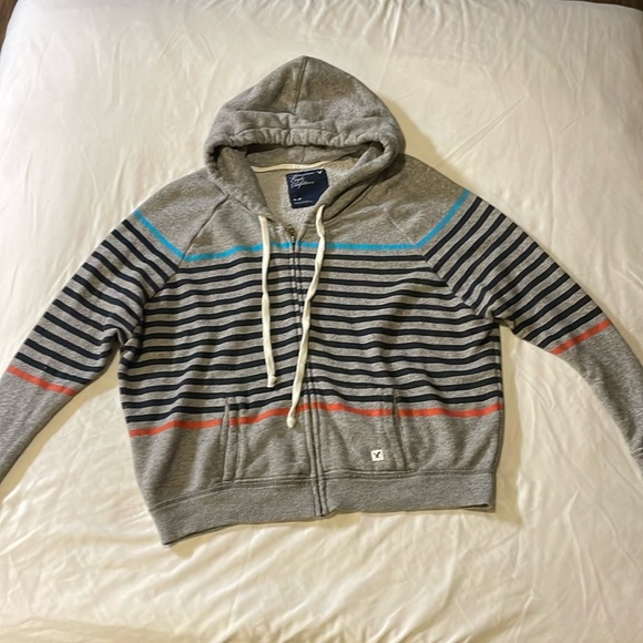 American Eagle Outfitters gray striped hoodie jacket, size small. - Picture 1 of 9